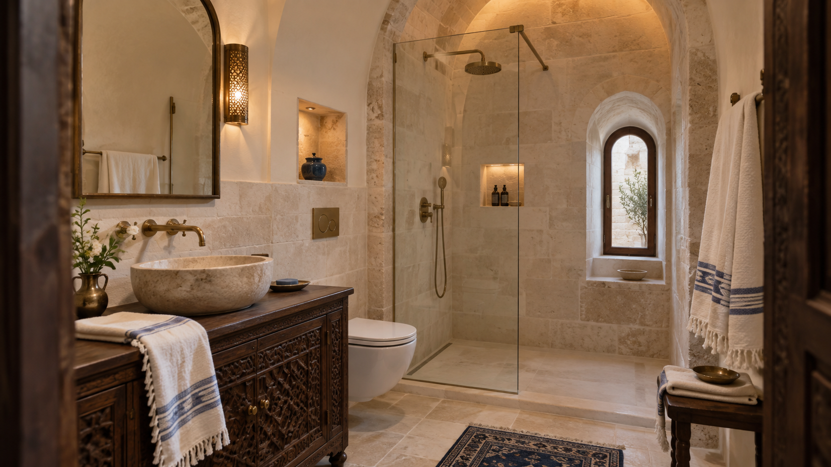 Concept for a compact Beit Wakil guest bathroom